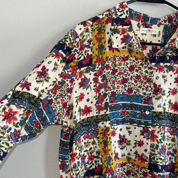 Natural Life Georgia Floral Patchwork Shirt Dress | Size L | NWOT - Picture 6 of 9
